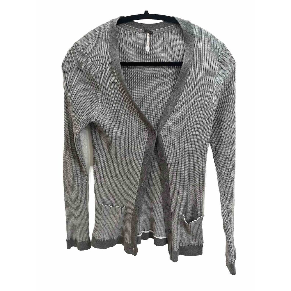 Vintage, Button Down, V-Neck Cartigan Sweater Gray, L Women's Classic